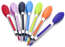 Load image into Gallery viewer, Stainless Steel Tongs With Unique Personality Color Silicone Grips
