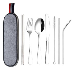 Stainless Steel Traveling Tableware Set For Kids In 7 Colors