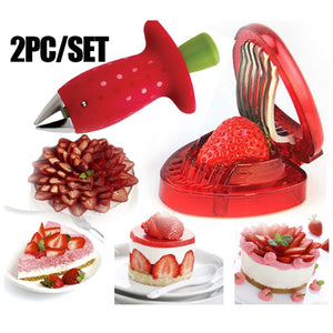 2pc Strawberry Slicer & Stem Remover