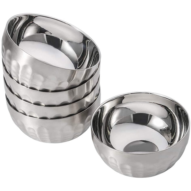 New Design 5 Pack Stainless Steel Double-Walled Bowls